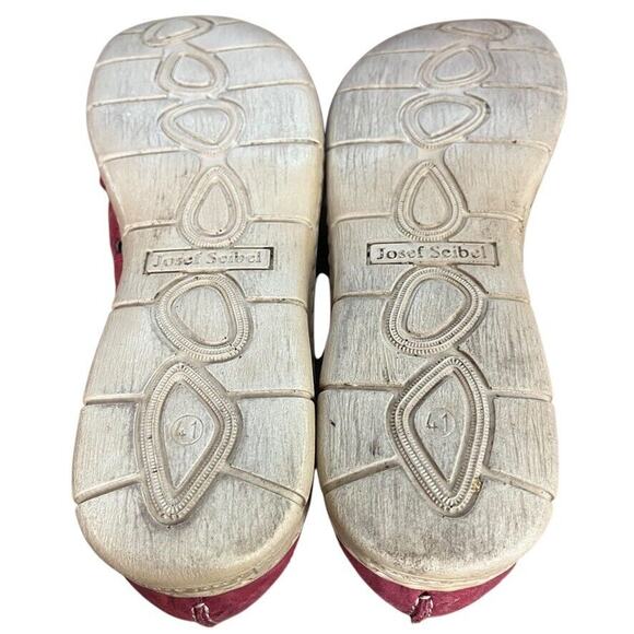 Josef Seibel Womens Red Leather Flats Slip On Cut Outs Loafers Shoes 41 10 10.5 - Picture 15 of 16